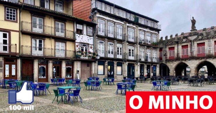 ‘Ghost’ terraces and cobblestones.  This was Guimarães on a Saturday afternoon