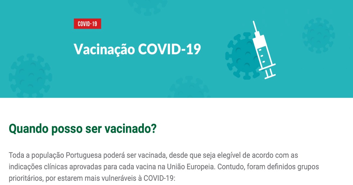 Portugueses têm disponível a partir de hoje portal dedicado à vacinação