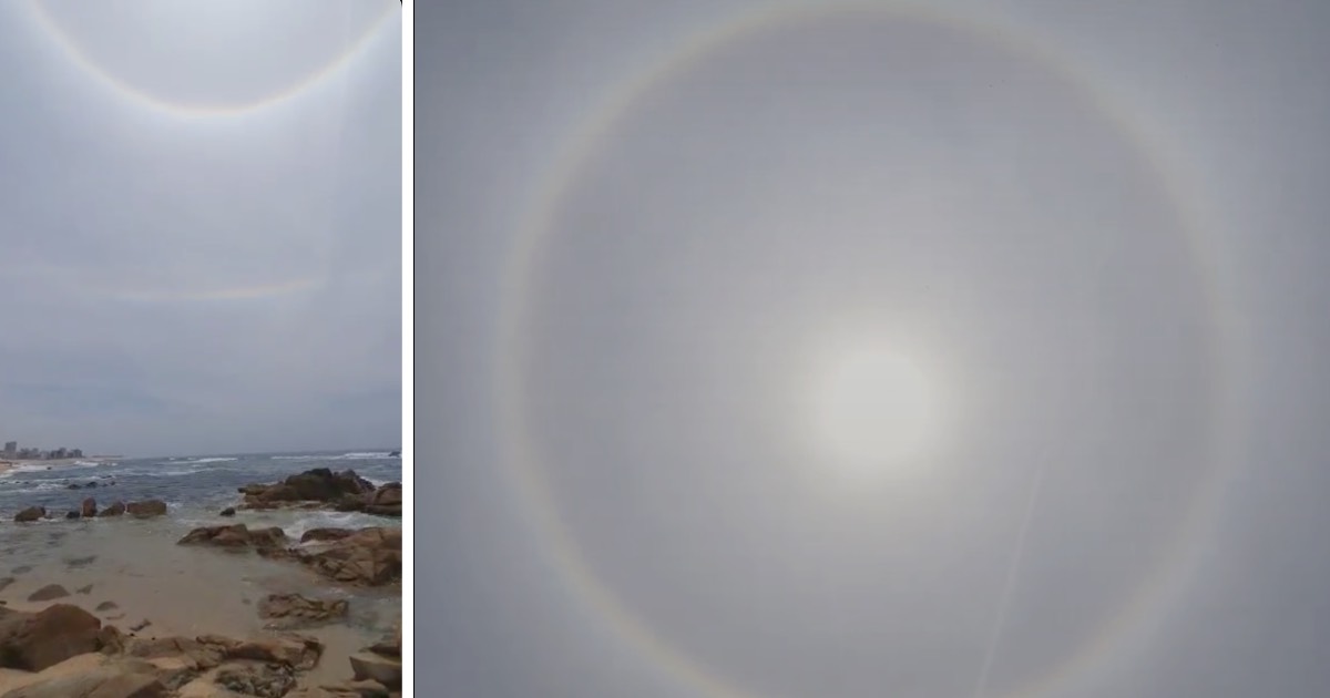 Espetacular halo solar captado numa praia da póvoa de varzim
