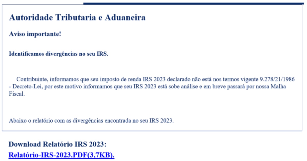 Recebeu este e-mail para corrigir a declaração do irs? Cuidado, é fraude