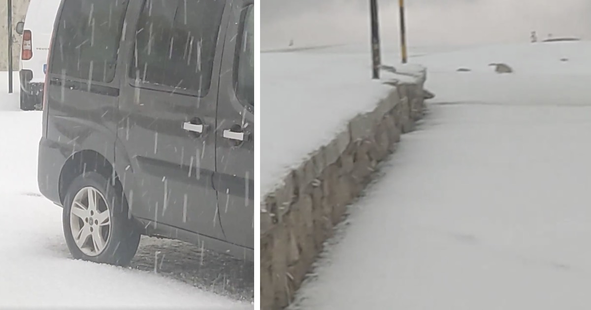 Cai tanto granizo na serra da estrela que parece neve