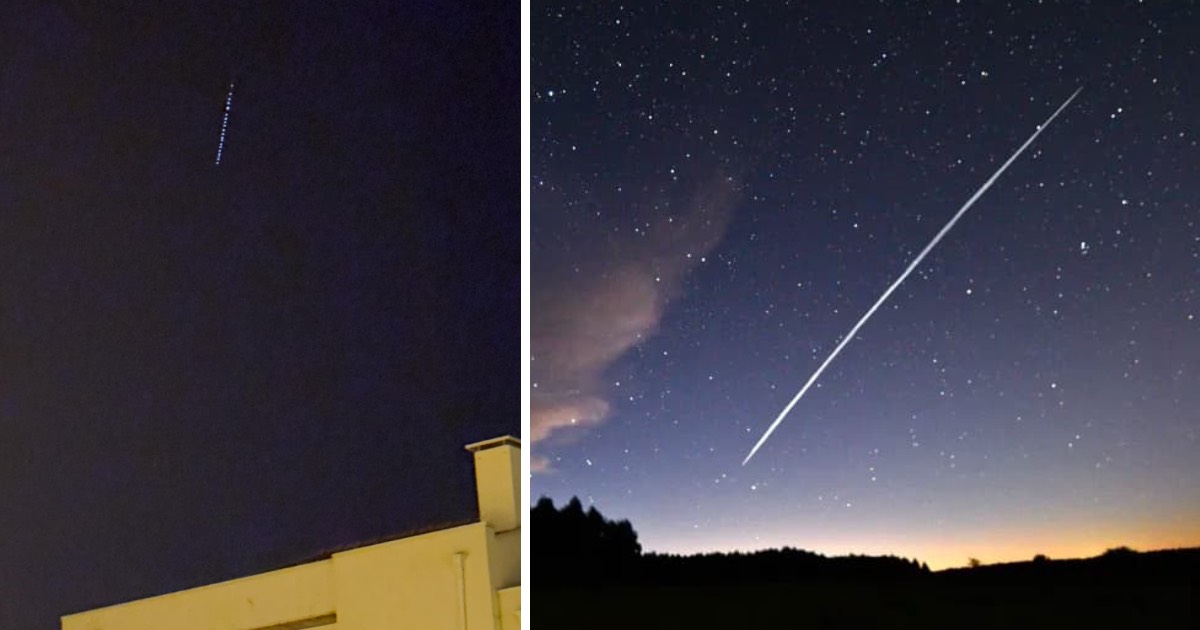 22 satélites lançados ontem por elon musk vistos no céu noturno de braga