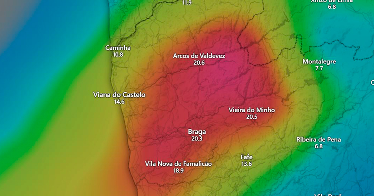 Forte chuvada já está a chegar ao minho