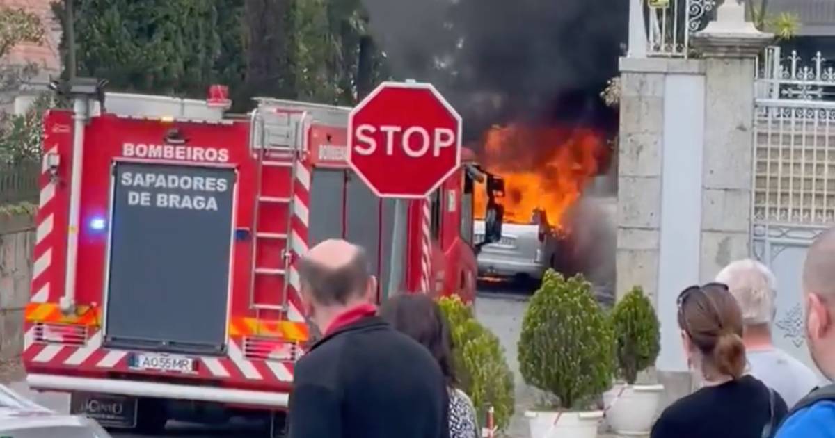 Braga: carro arde no bom jesus