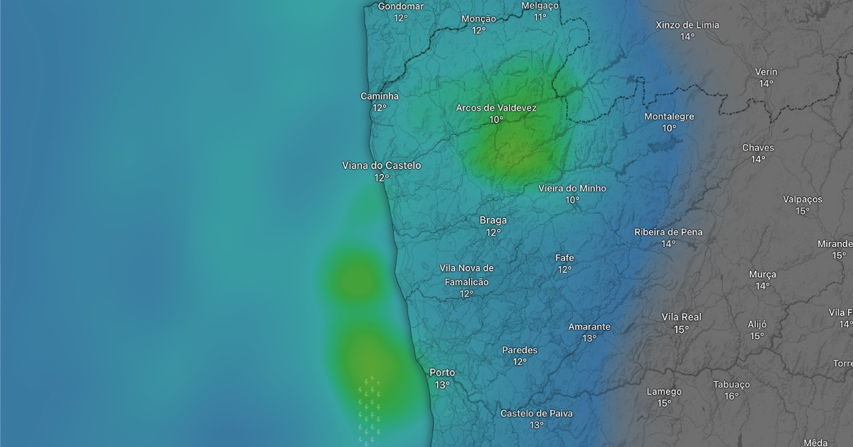 Atenção, minho. Vem aí chuva forte (e trovoada) durante a madrugada