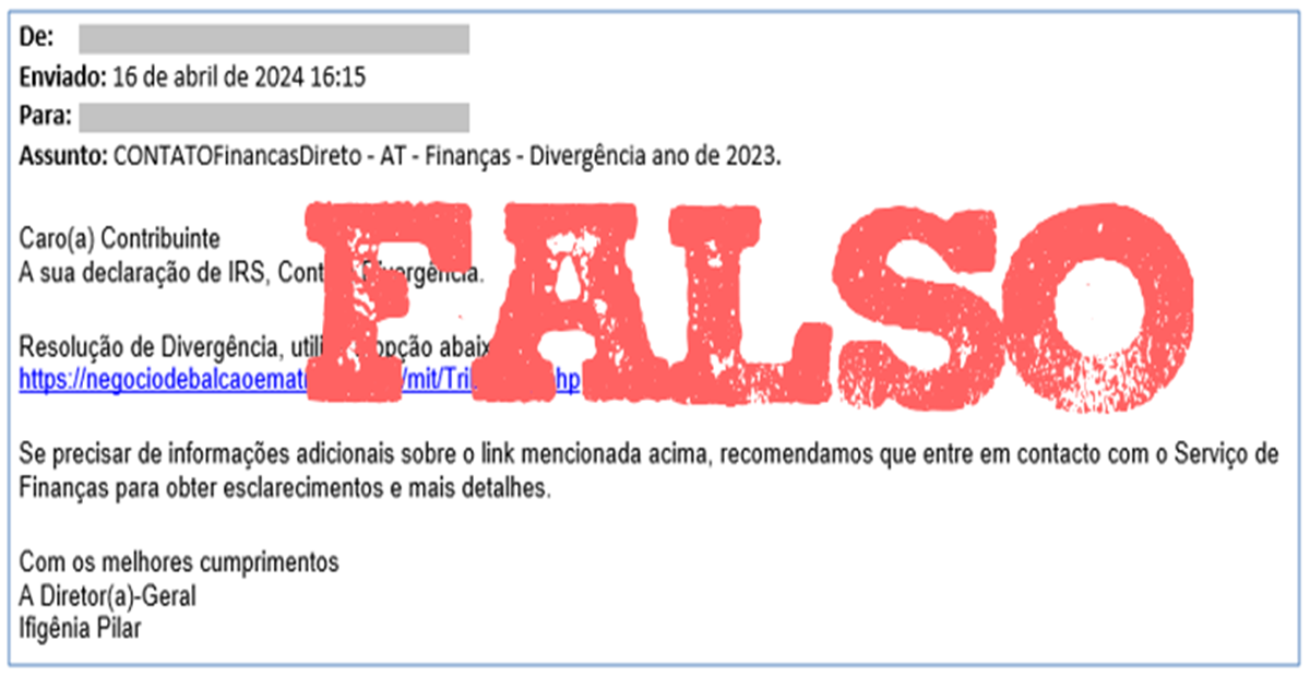 Recebeu este email sobre 'divergências' no irs? Cuidado, é fraude