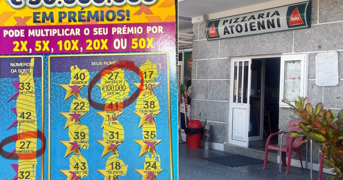 Foi jantar fora e ganhou 100 mil euros na raspadinha