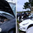 Carro a fumegar prega susto no estacionamento do hospital de viana