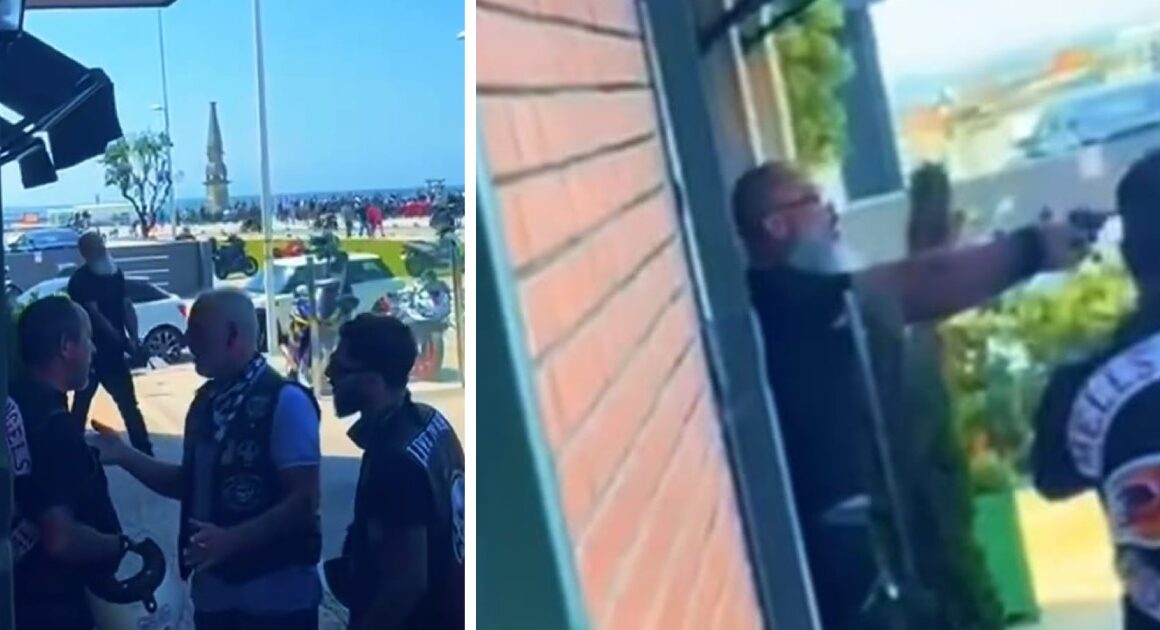Puxa de pistola em frente à praia em vila do conde