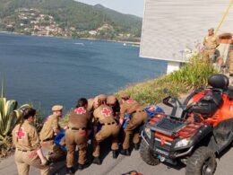 Simulacro da cruz vermelha com choque entre moto 4 e bicicleta no gerês