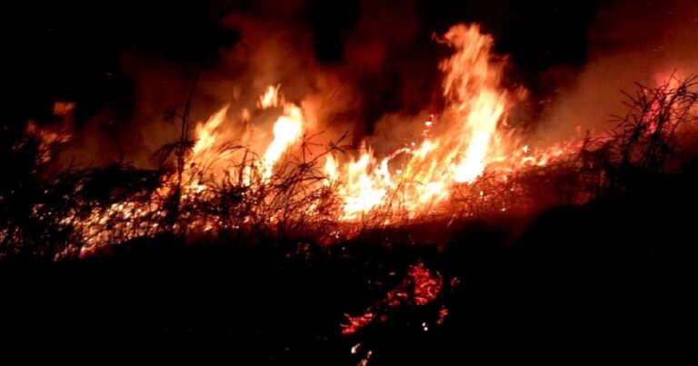 Mais de 40 operacionais e meio aéreo combatem incêndio que deflagrou de noite em arcos de valdevez