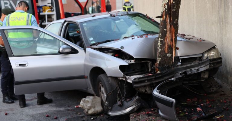 Ferido grave em despiste de carro contra árvore em fafe