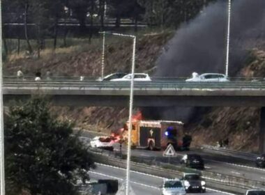 Carro arde na a3
