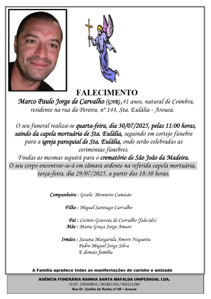 Funeral de militar da gnr de braga que morreu em acidente de mota realiza-se na quarta-feira 6 Funeral de militar da gnr de braga que morreu em acidente de mota realiza-se na quarta-feira