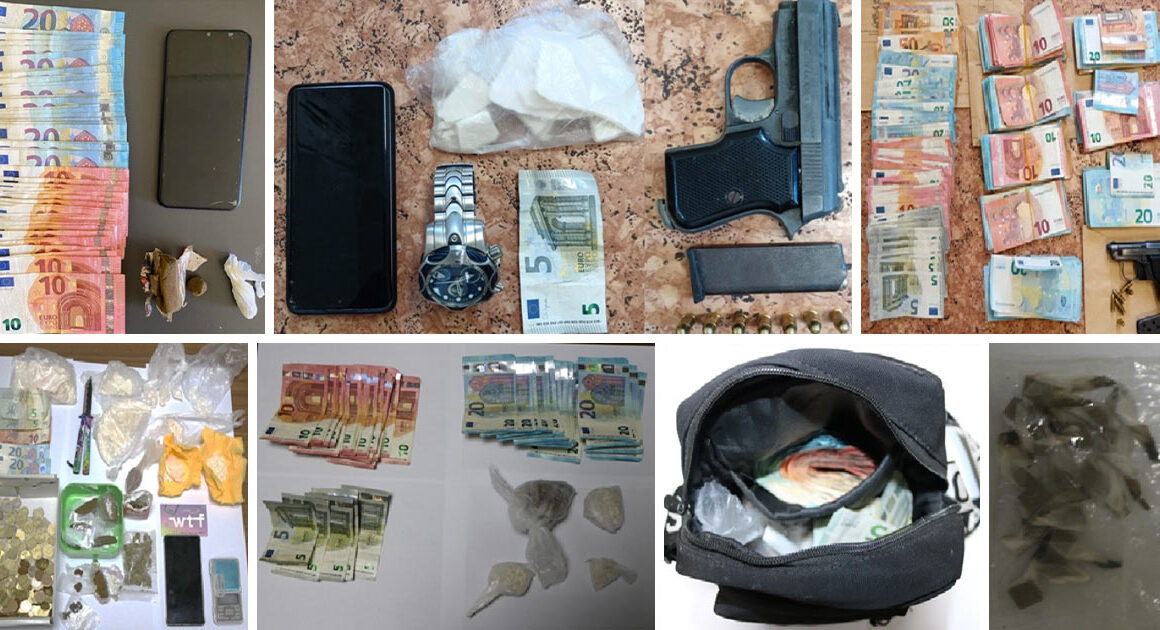 Braga: 4 detidos, armas, 11 mil euros e mais de 2. 500 doses de droga apreendidas