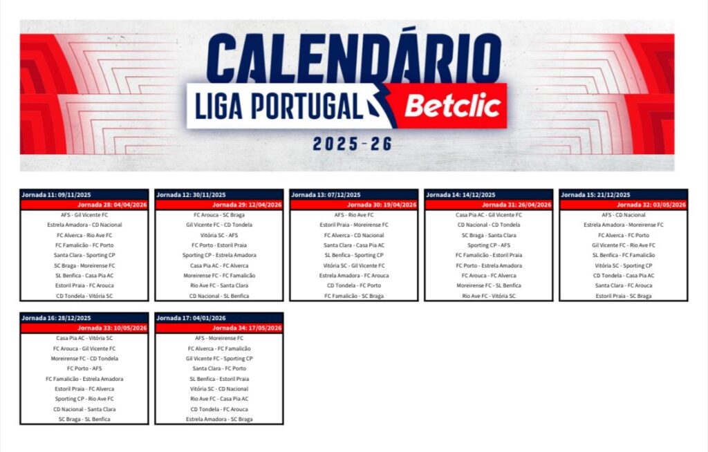 Eis o calendário da i liga 2025/2026 7 Eis o calendário da i liga 2025/2026