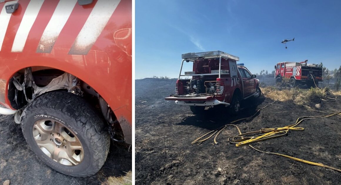 Viatura dos bombeiros de cabeceiras de basto danificada durante incêndio