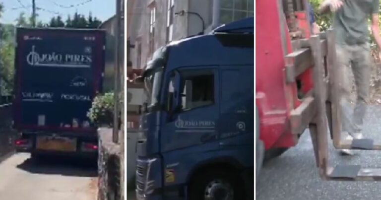'traído' pelo gps, camião de transportadora de cerveira fica 'entalado' na galiza