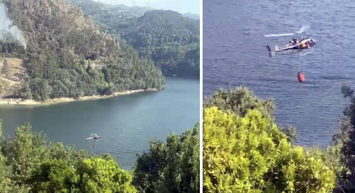 Dois helicópteros ajudam no combate a incêndio em vieira do minho