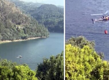 Dois helicópteros ajudam no combate a incêndio em vieira do minho