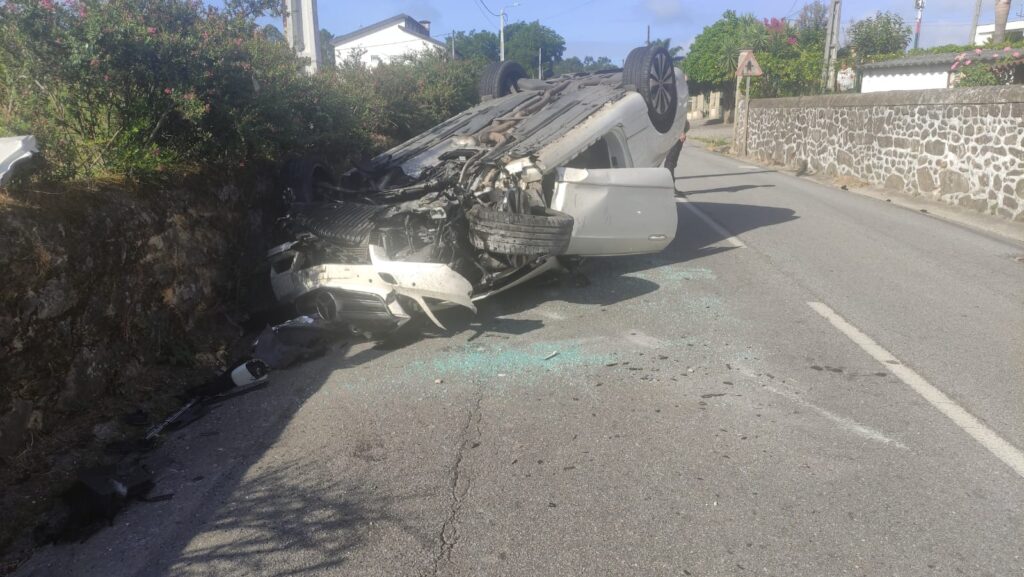 Despista-se, embate na porta de uma casa e acaba capotado na estrada barcelos-ponte de lima 6 Despista-se, embate na porta de uma casa e acaba capotado na estrada barcelos-ponte de lima
