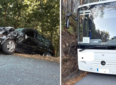 Escapam ilesos após aparatosa colisão entre automóvel e autocarro em arcos de valdevez