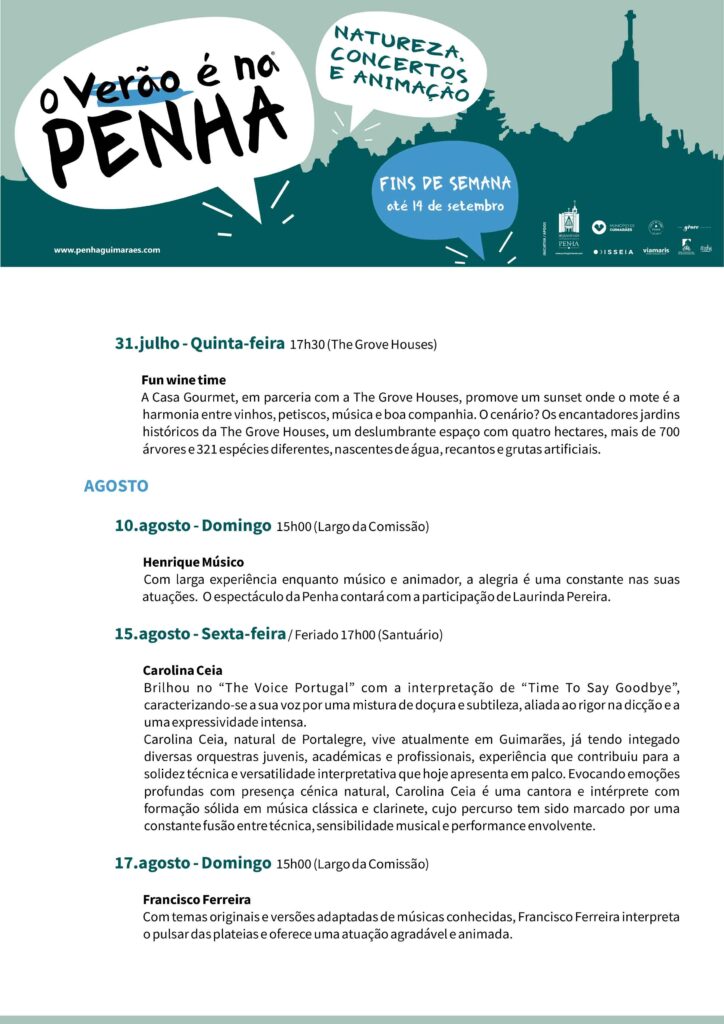 Guimarães: mais de 30 eventos na penha este verão 10 Guimarães: mais de 30 eventos na penha este verão
