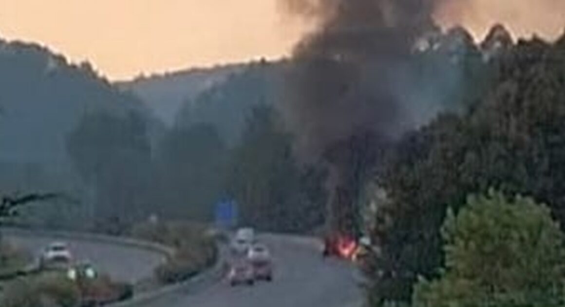 Carro arde na a3 em ponte de lima e provoca incêndio florestal