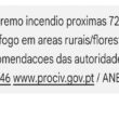 Proteção civil avisa por sms: "mantém-se risco extremo de incêndio"