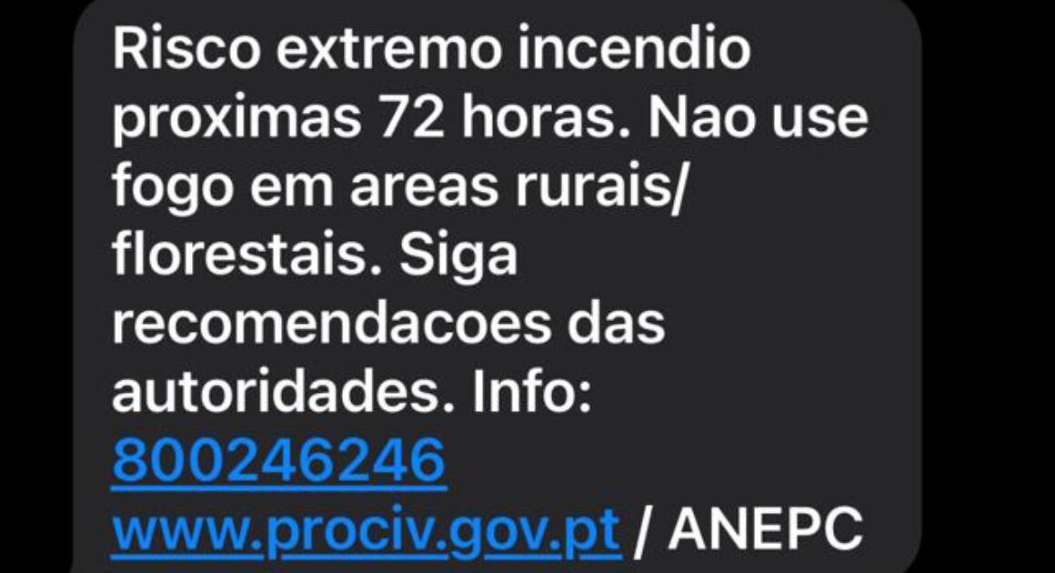 Proteção civil alerta por sms para proibição de fogo em áreas rurais