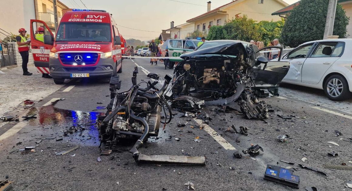 Colisão em fafe foi tão violenta que até 'arrancou' motor. Há 4 feridos