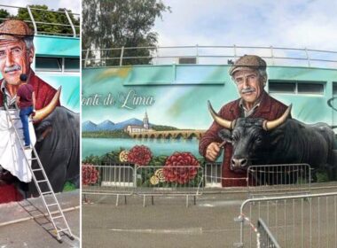 Esta obra de arte com 26 metros de largura e 5 de altura é sobre ponte de lima e está em frança